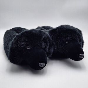 REALISTIC Plush‎ Lifelike Dog Slippers Black No Size SEE PHOTOS READ